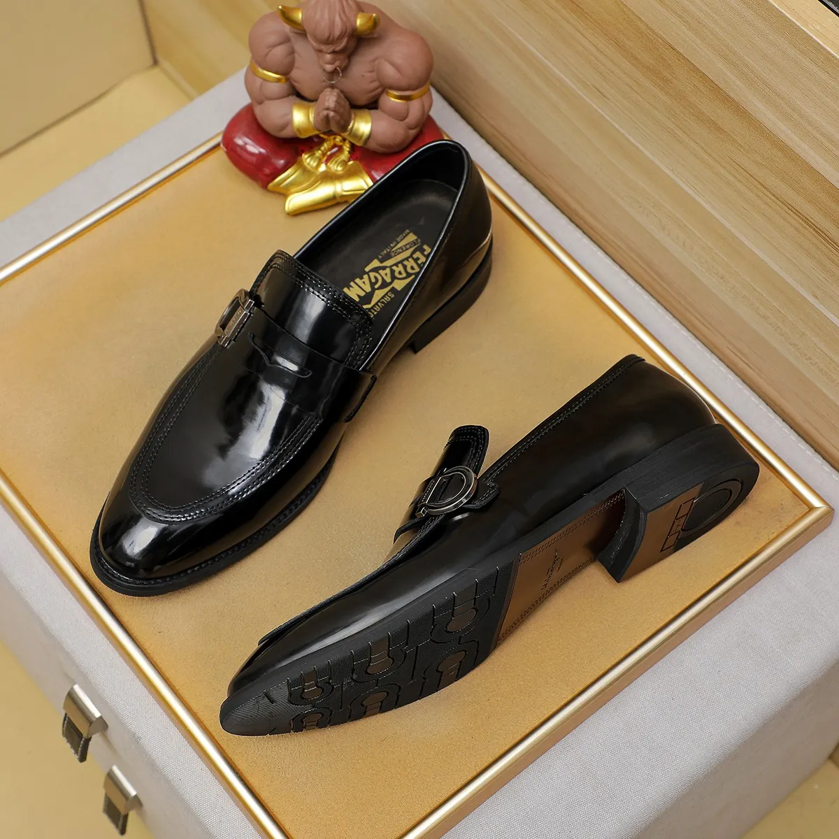 Men's shoes 💰460 Ferragamo [Ferragamo] top imported suit men's shoes 💯Original copy of the official website, product materials: selected imported embossed calfskin + luxury hardware buckle accessories ~ imported water-dyed cow 🐂 leather lining. Strong three-dimensional visual effect, original combination outsole, multiple colors available😘 Size: 39-44 (38.45.46. Customized)